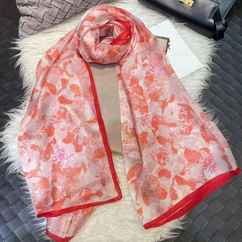 Scarf 100% Silk Paj White Red